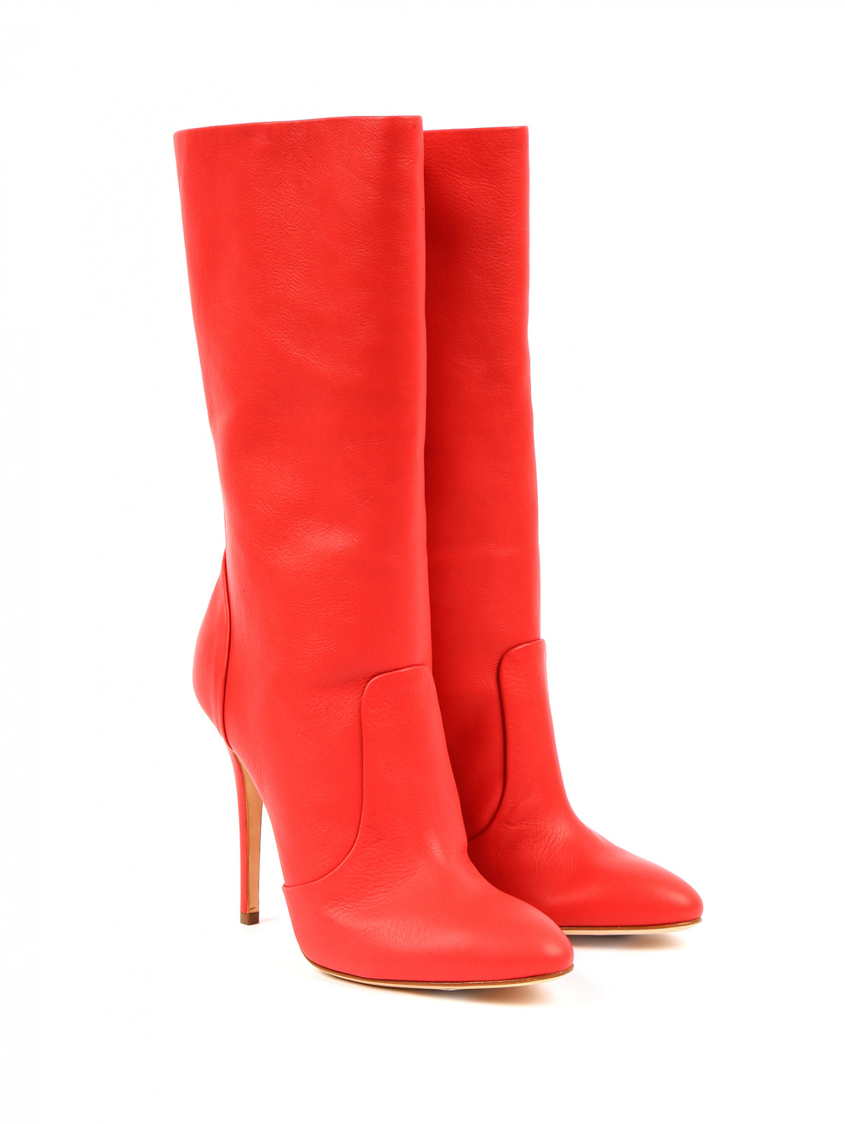 Сапоги из кожи на высоком каблуке Giuseppe Zanotti  –  Общий вид  – Цвет:  Красный