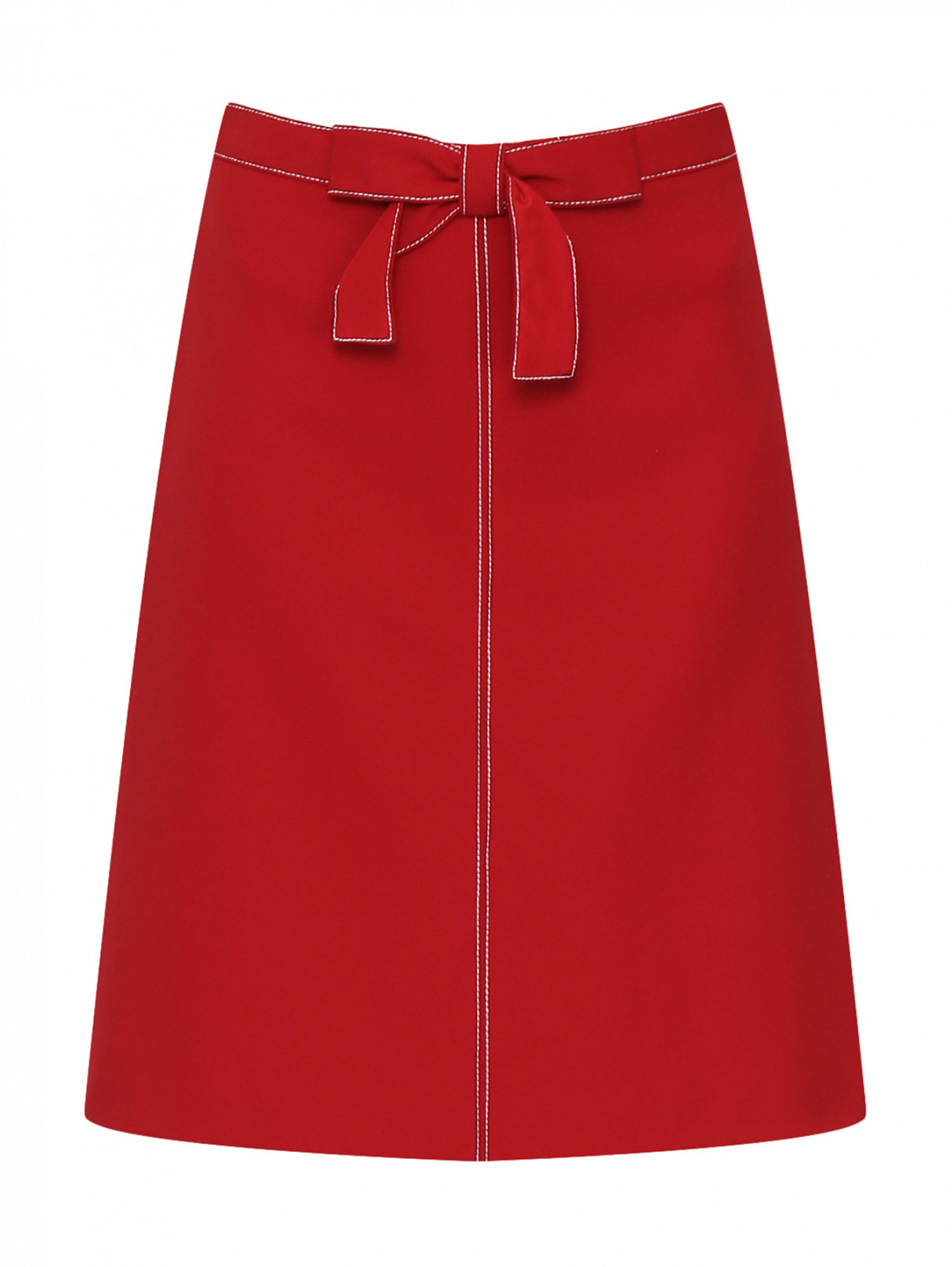 Юбка-мини с контрастной отделкой Red Valentino  –  Общий вид  – Цвет:  Красный
