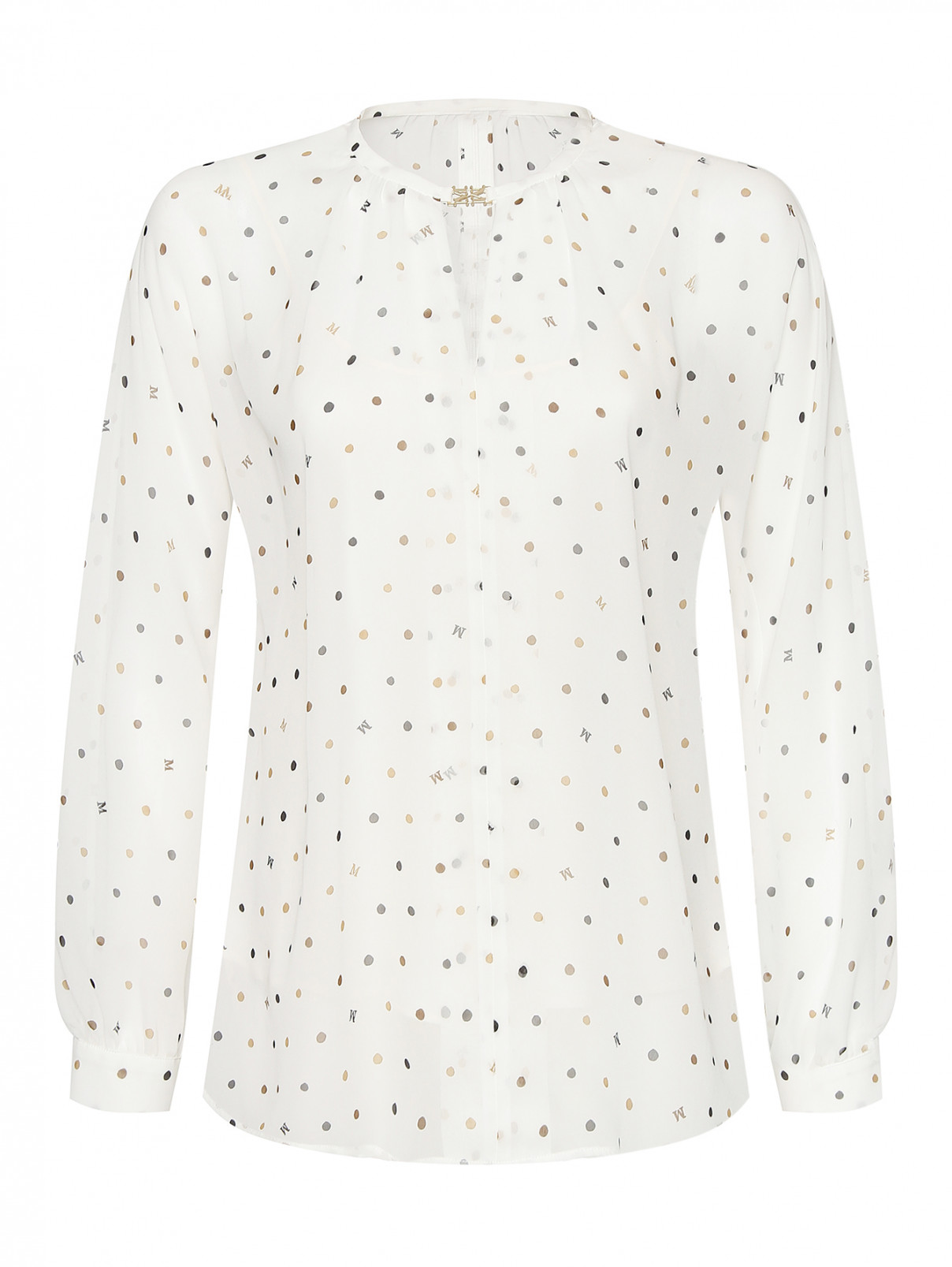Полупрозрачная блуза из шелка Max Mara  –  Общий вид  – Цвет:  Белый