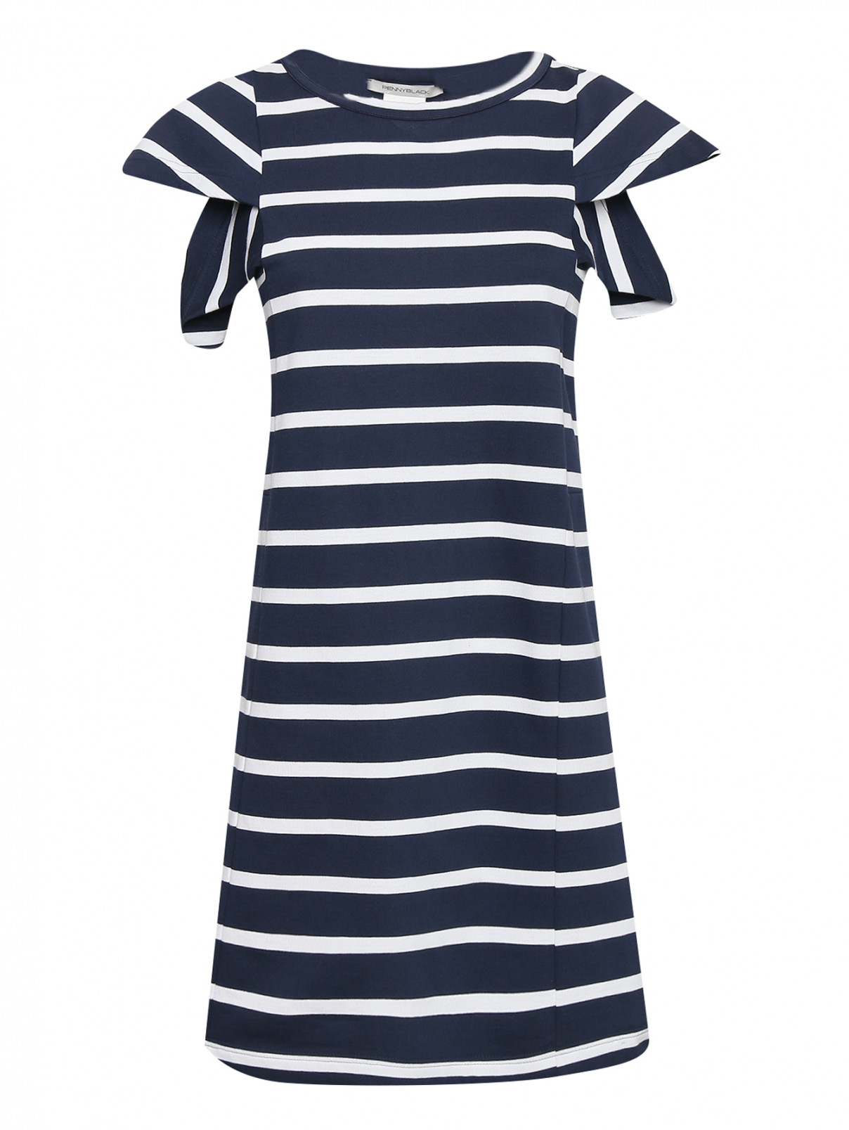 Трикотажное платье из хлопка с узором полоска PennyBlack  –  Общий вид  – Цвет:  Синий