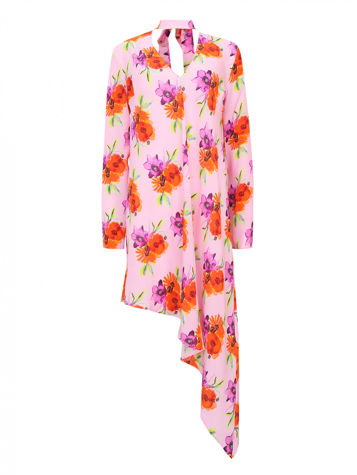 Платье из шелка с ассиметричным низом MSGM  –  Общий вид  – Цвет:  Фиолетовый