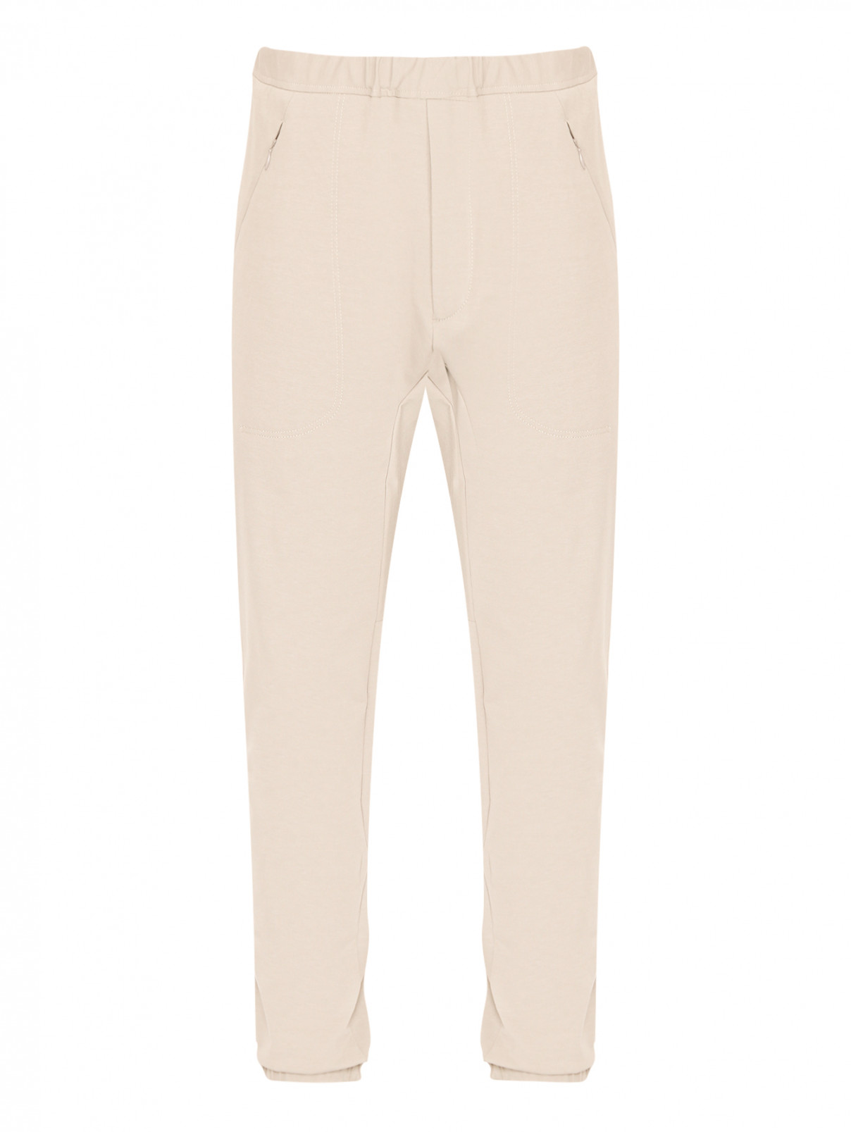 Трикотажные брюки с карманами LARDINI  –  Общий вид  – Цвет:  Бежевый