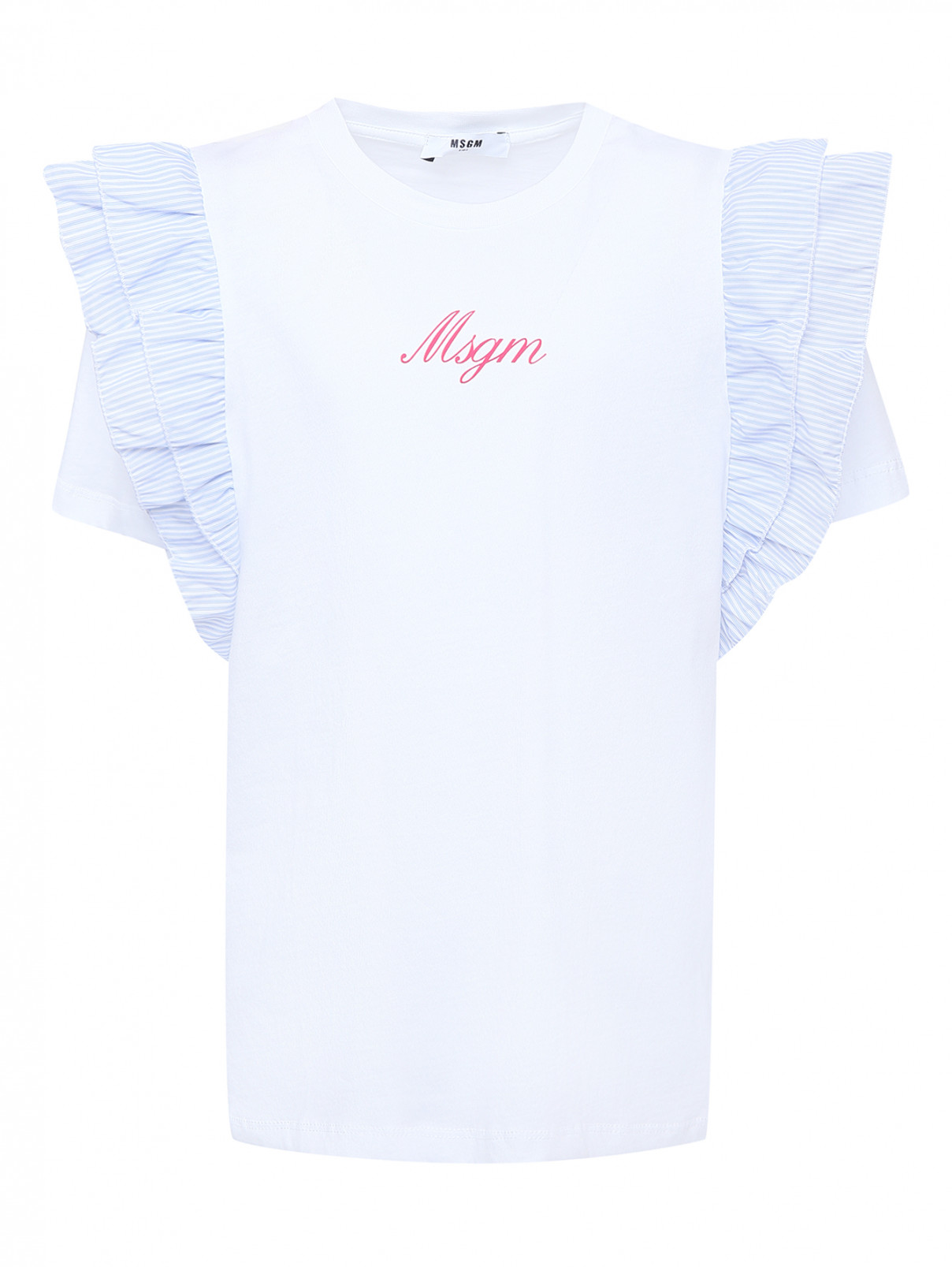 Блуза из хлопка с принтом MSGM  –  Общий вид  – Цвет:  Белый
