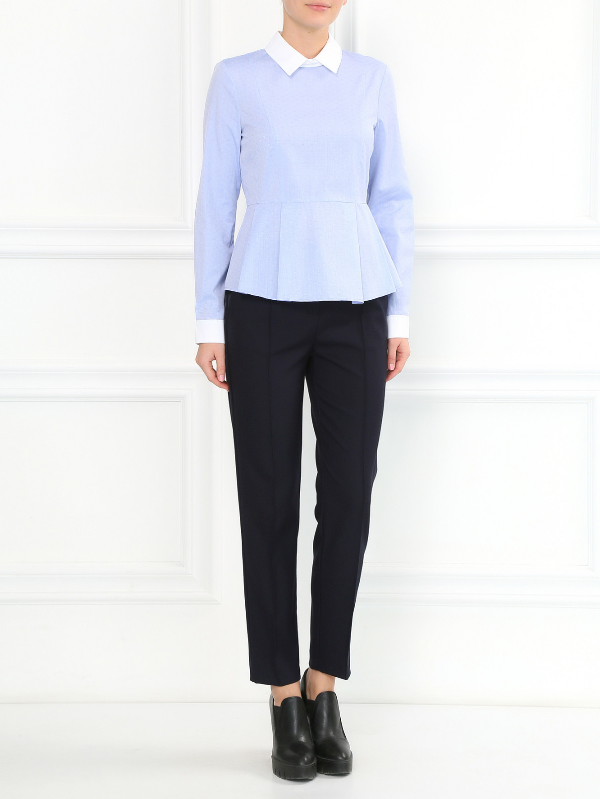 Блуза из хлопка с узором Max&Co  –  Модель Общий вид  – Цвет:  Синий