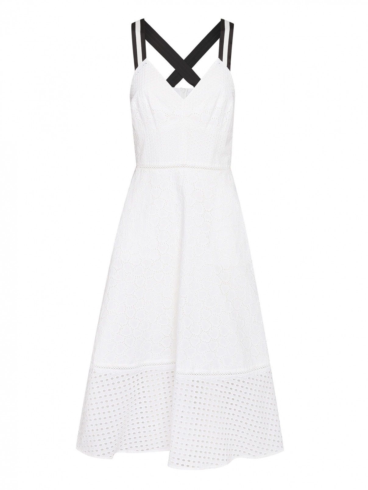 Платье-миди с вышивкой Markus Lupfer  –  Общий вид  – Цвет:  Белый