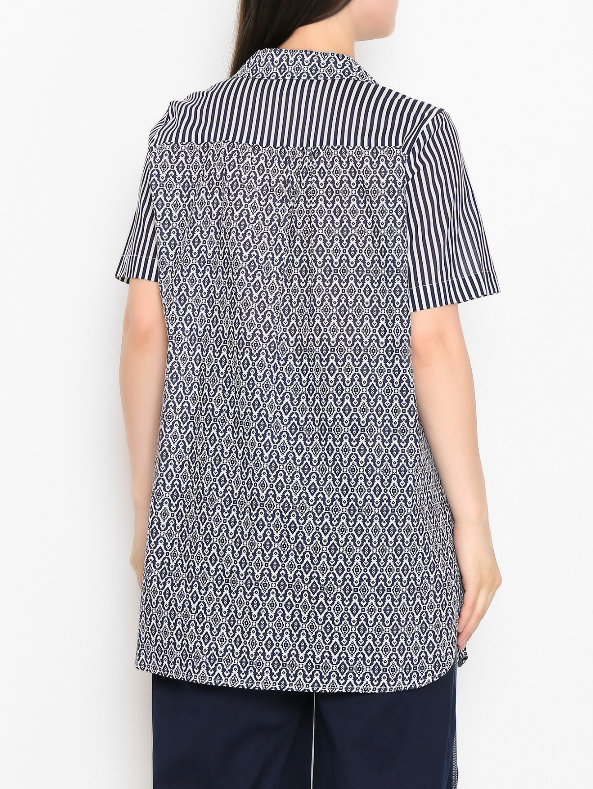 Рубашка из хлопка с узором и коротким рукавом Persona by Marina Rinaldi  –  МодельВерхНиз1  – Цвет:  Узор