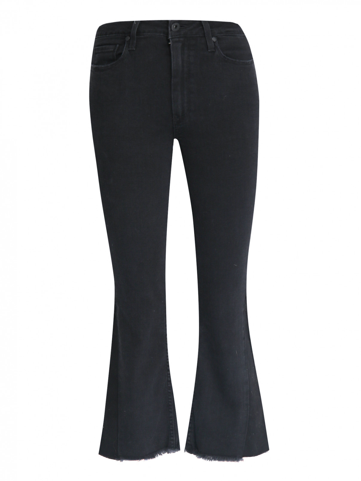 Укороченные джинсы с бахромой Paige  –  Общий вид  – Цвет:  Черный