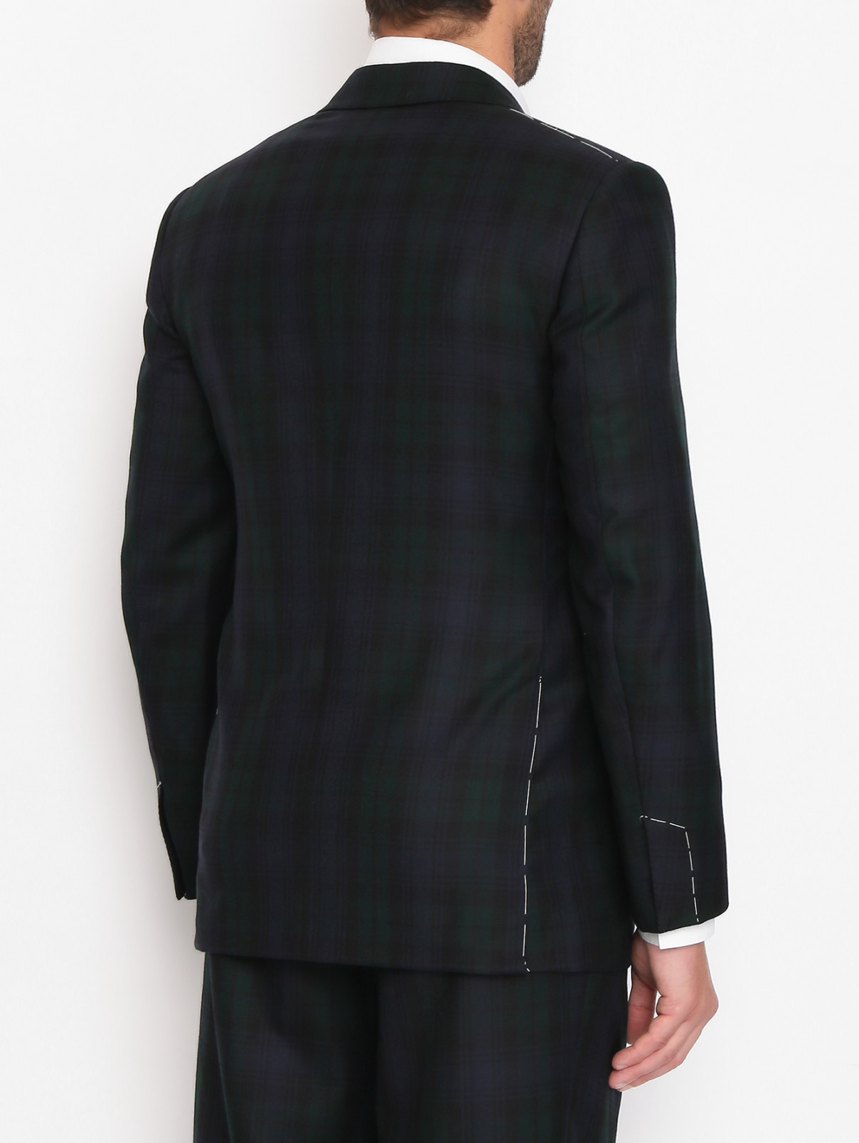 Пиджак из шерсти с узором Belvest  –  МодельВерхНиз1  – Цвет:  Зеленый