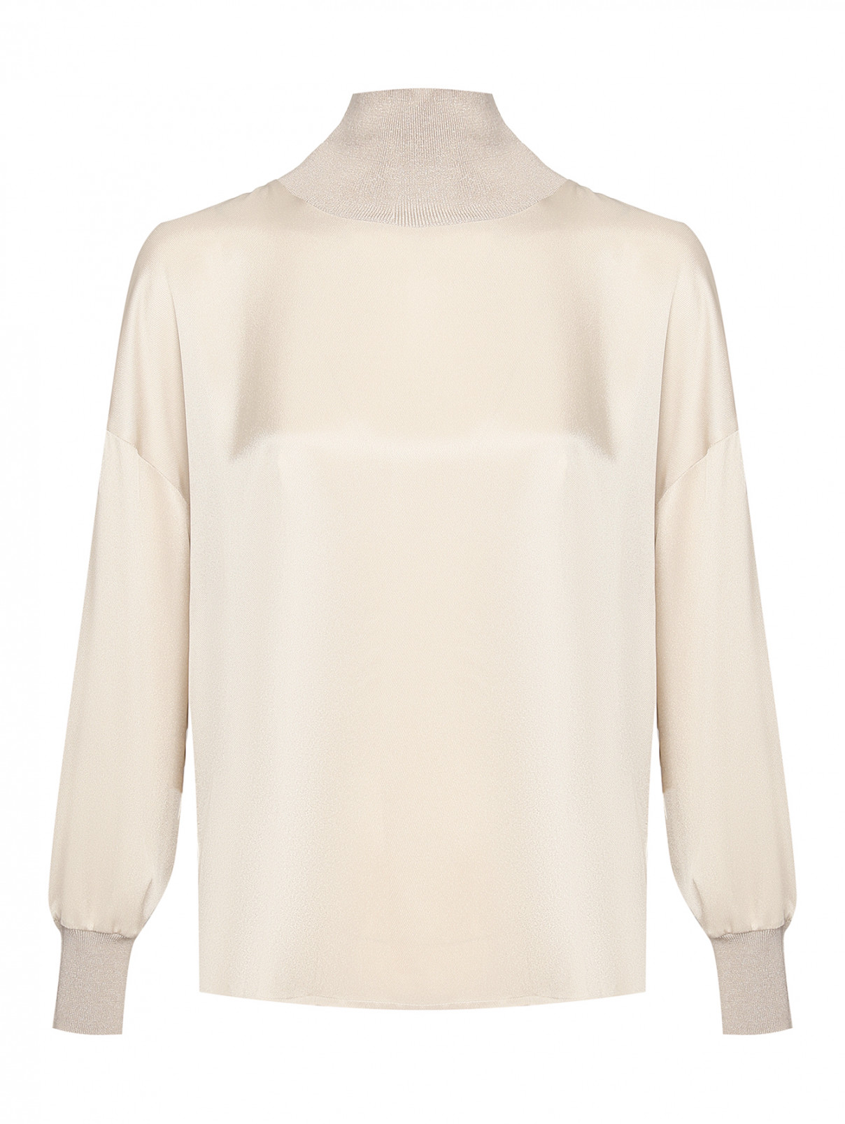 Блуза-водолазка из шелка и шерсти Lorena Antoniazzi  –  Общий вид  – Цвет:  Бежевый