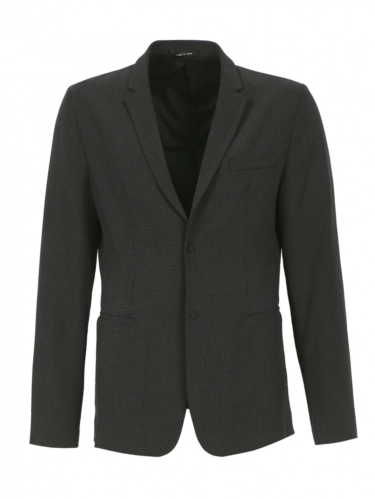 Однобортный пиджак из шерсти и шелка Emporio Armani  –  Общий вид  – Цвет:  Узор