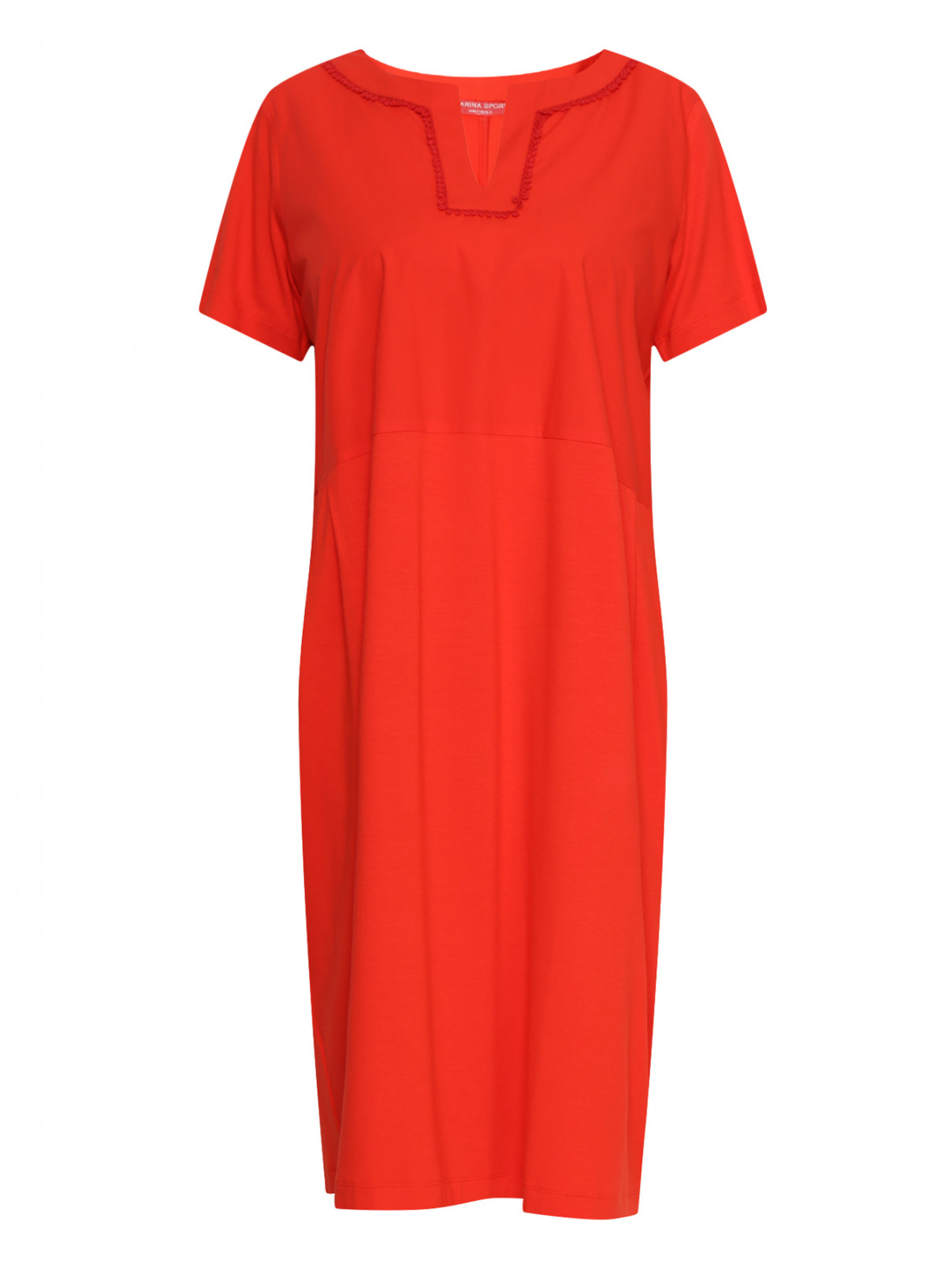 Трикотажное платье свободного кроя Marina Rinaldi  –  Общий вид  – Цвет:  Красный