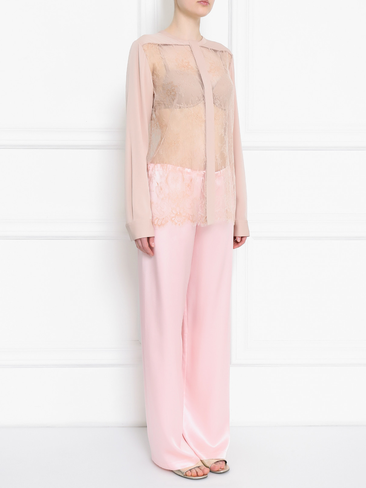Блуза с отделкой из кружева La Perla  –  Модель Общий вид  – Цвет:  Розовый