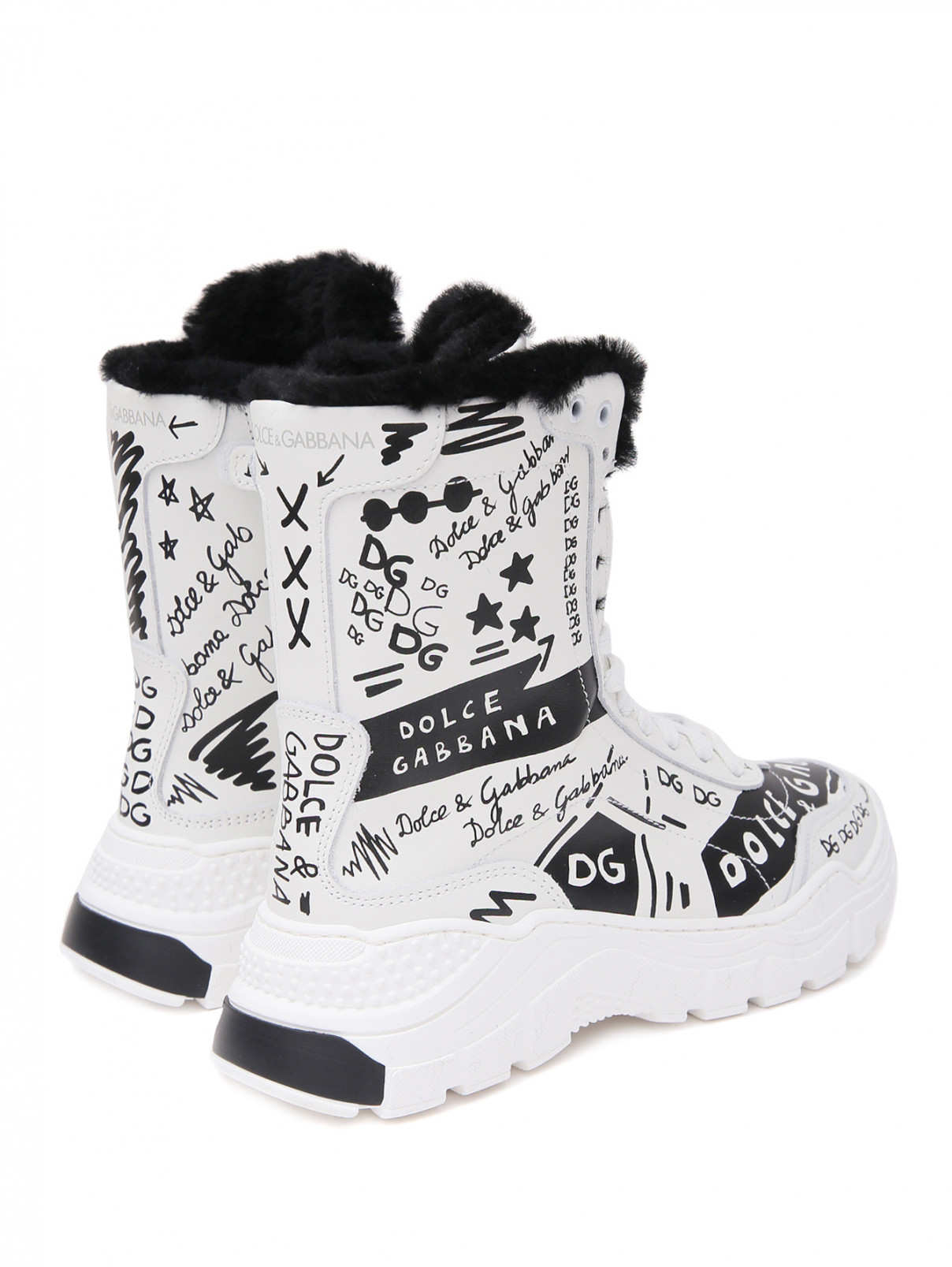 Кожаные ботинки с узором Dolce & Gabbana  –  Обтравка2  – Цвет:  Узор