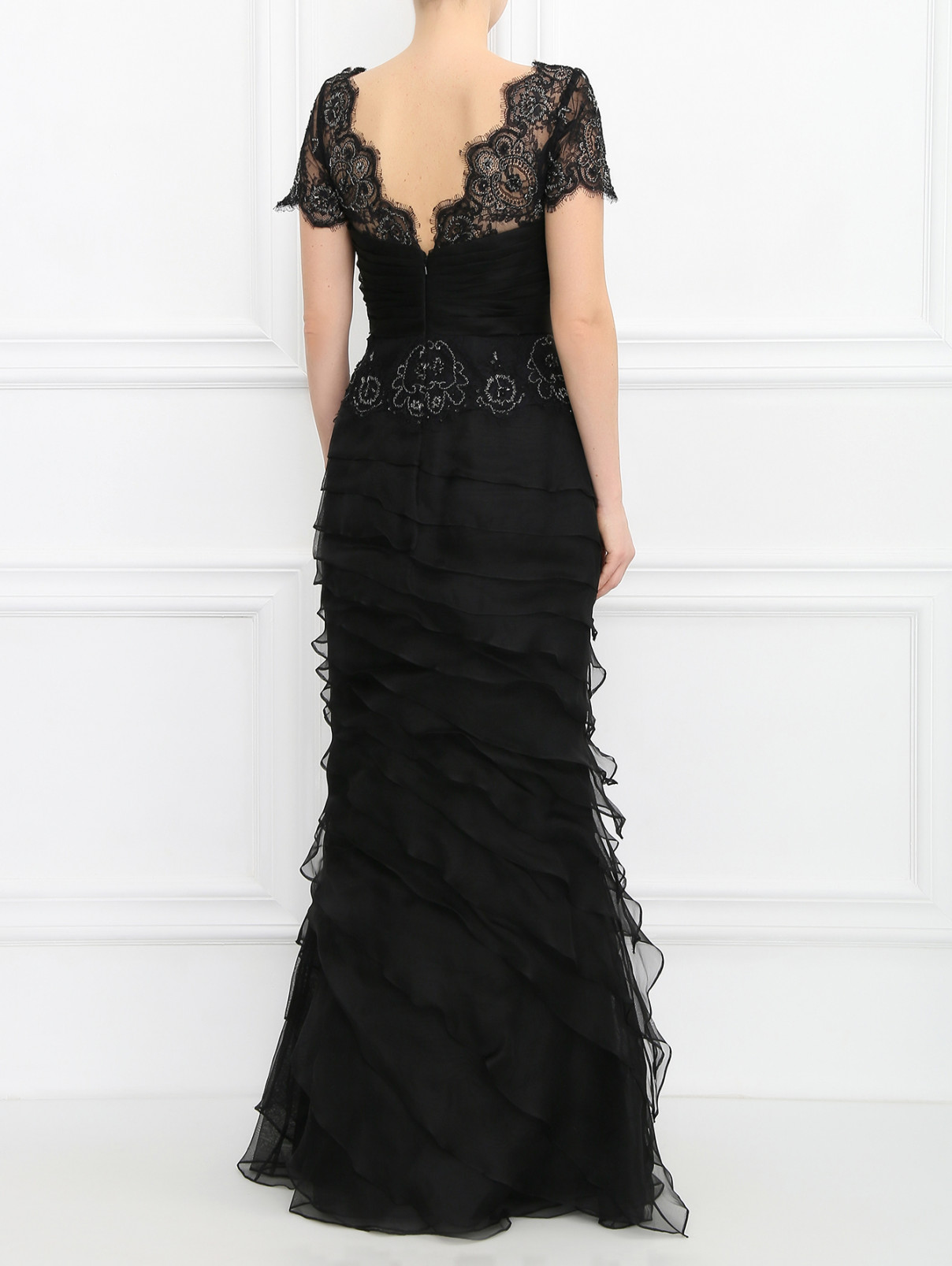 Платье-макси декорированное кружевом и вышивкой Rosa Clara  –  Модель Верх-Низ1  – Цвет:  Черный