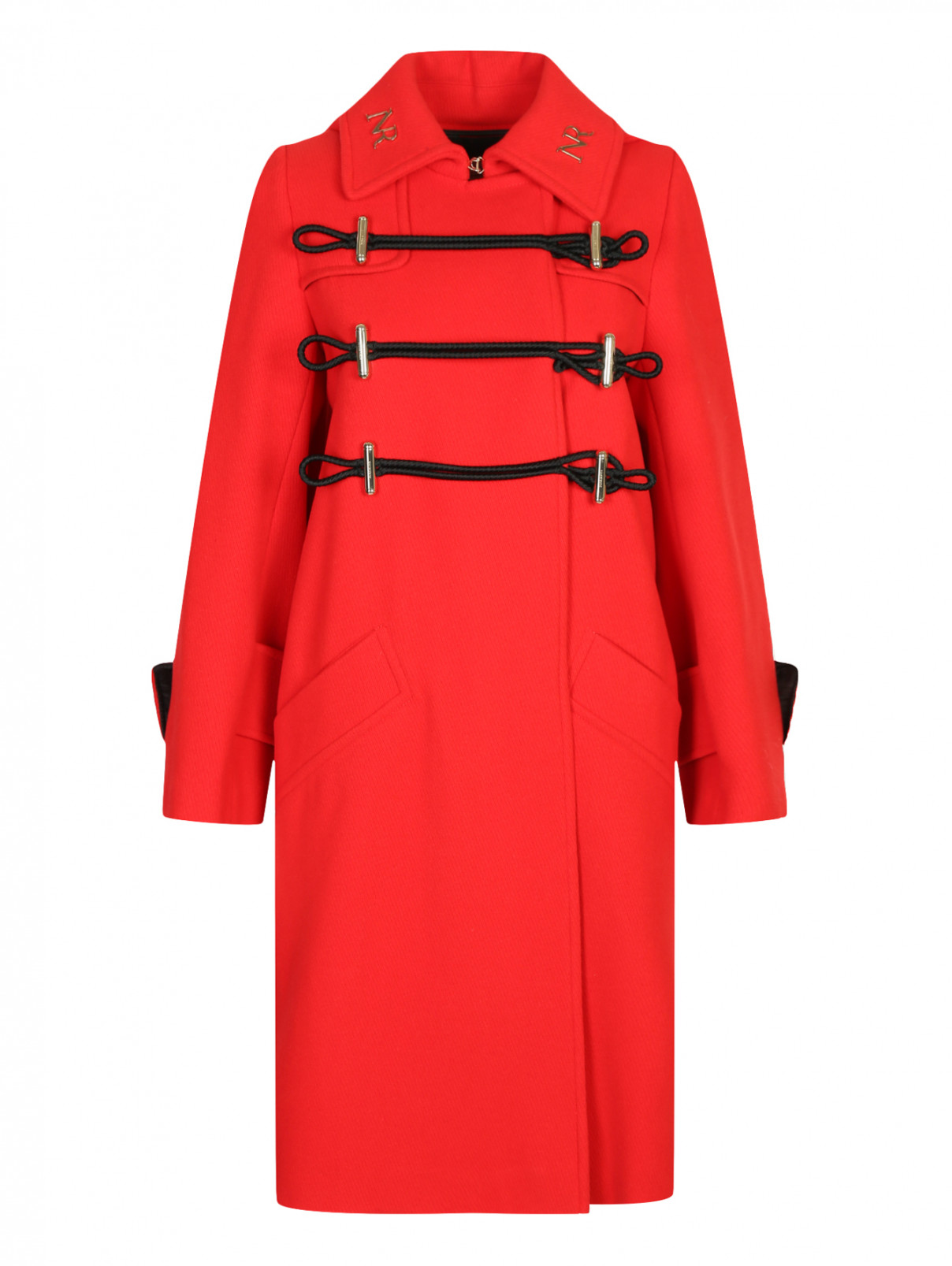 Пальто из шерсти с металлической фурнитурой Nina Ricci  –  Общий вид  – Цвет:  Красный