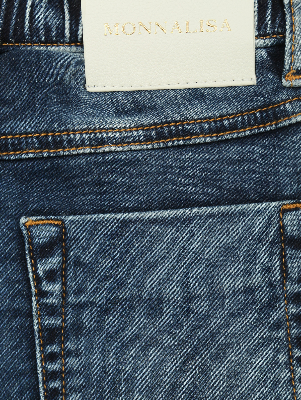Джинсы на резинке с карманами MONNALISA  –  Деталь1  – Цвет:  Синий
