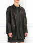Удлиненная куртка из кожи с боковыми карманами DROMe  –  Модель Верх-Низ