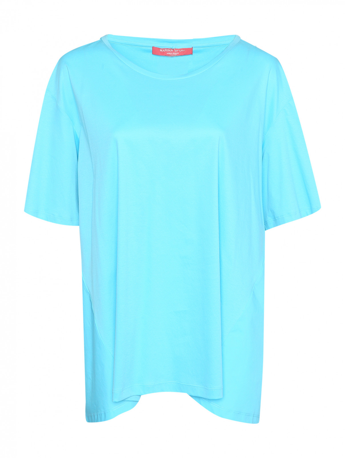 Комбинированная футболка свободного кроя Marina Rinaldi  –  Общий вид  – Цвет:  Синий