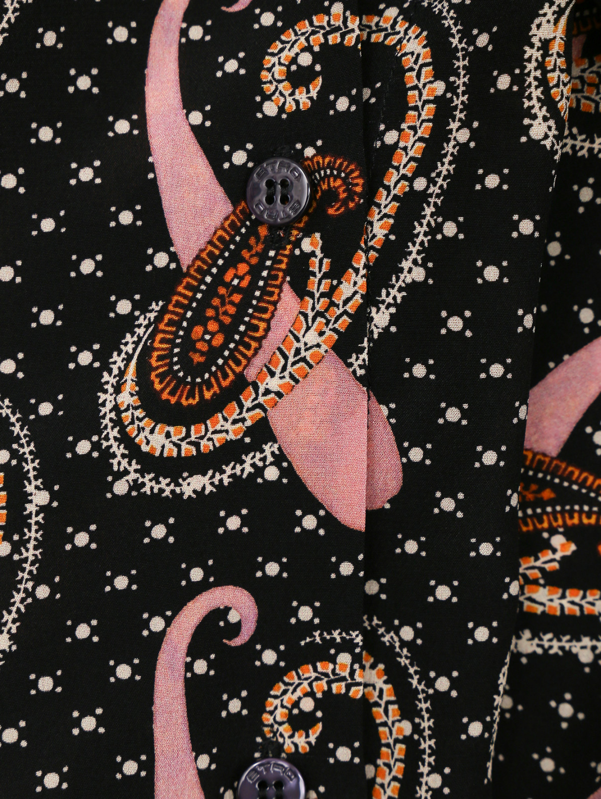 Блуза из шелка с узором Etro  –  Деталь  – Цвет:  Черный