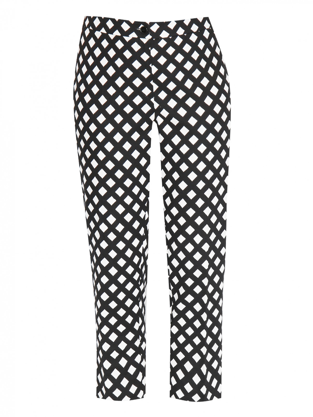 Укороченные брюки из хлопка с узором Marina Rinaldi  –  Общий вид  – Цвет:  Узор