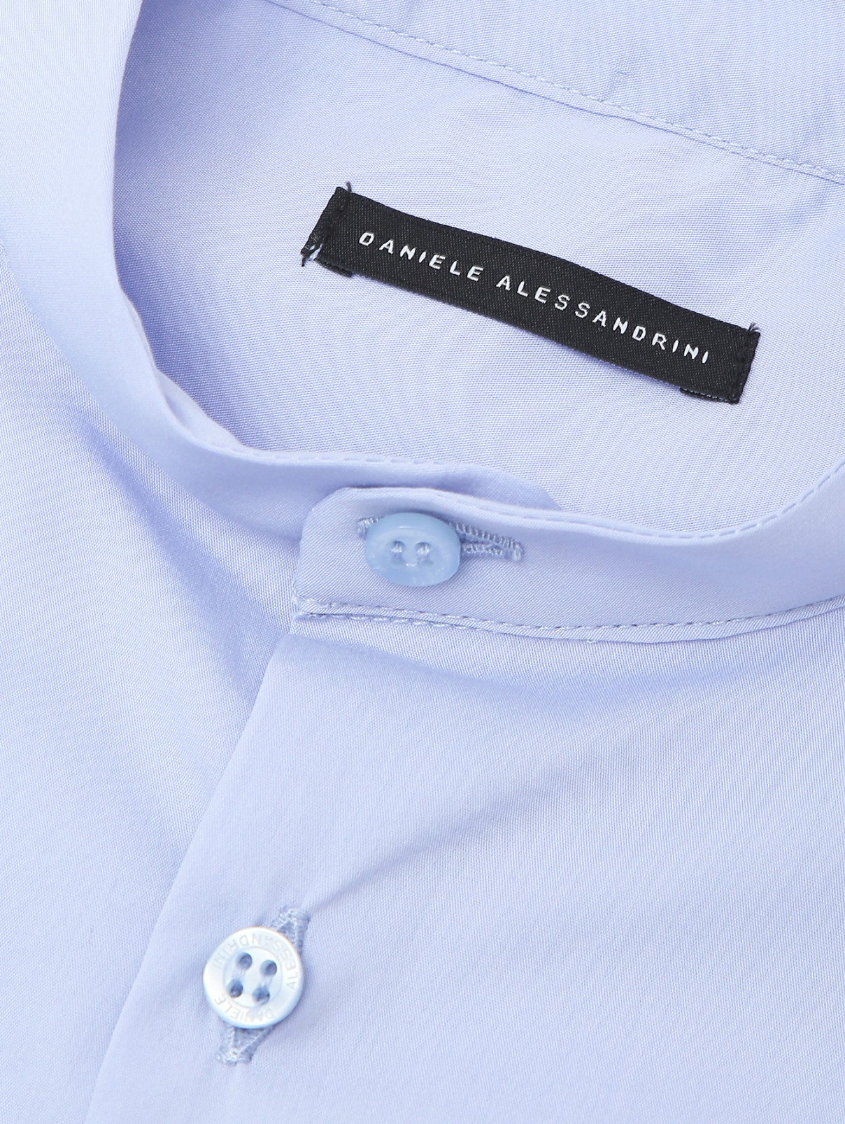 Однотонная рубашка из хлопка Daniele Alessandrini  –  Деталь  – Цвет:  Синий