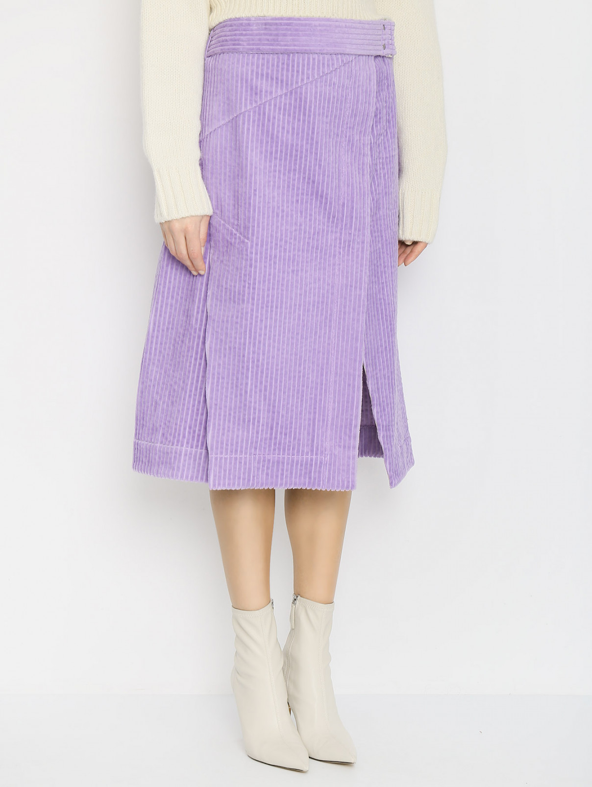 Вельветовая юбка-миди с разрезами 3.1 Phillip Lim  –  МодельВерхНиз  – Цвет:  Фиолетовый
