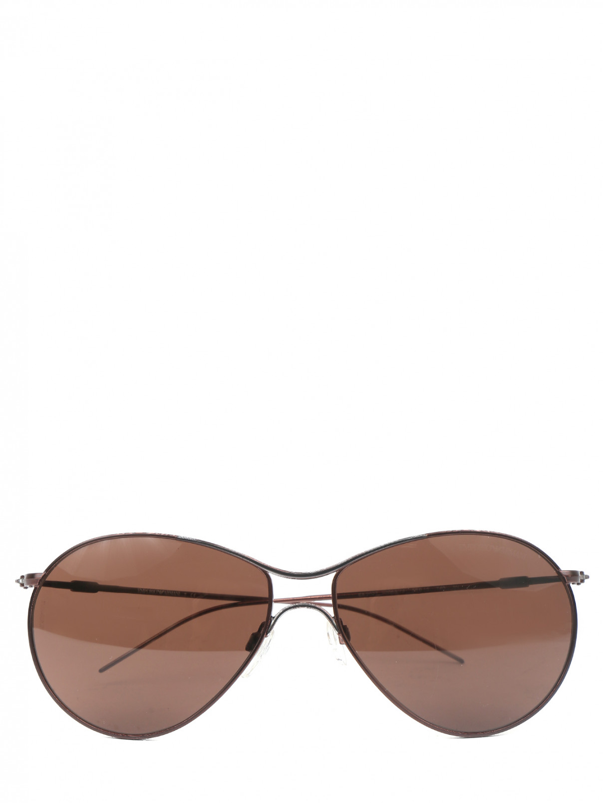 Солнцезащитные очки в оправе из металла Emporio Armani  –  Общий вид  – Цвет:  Коричневый