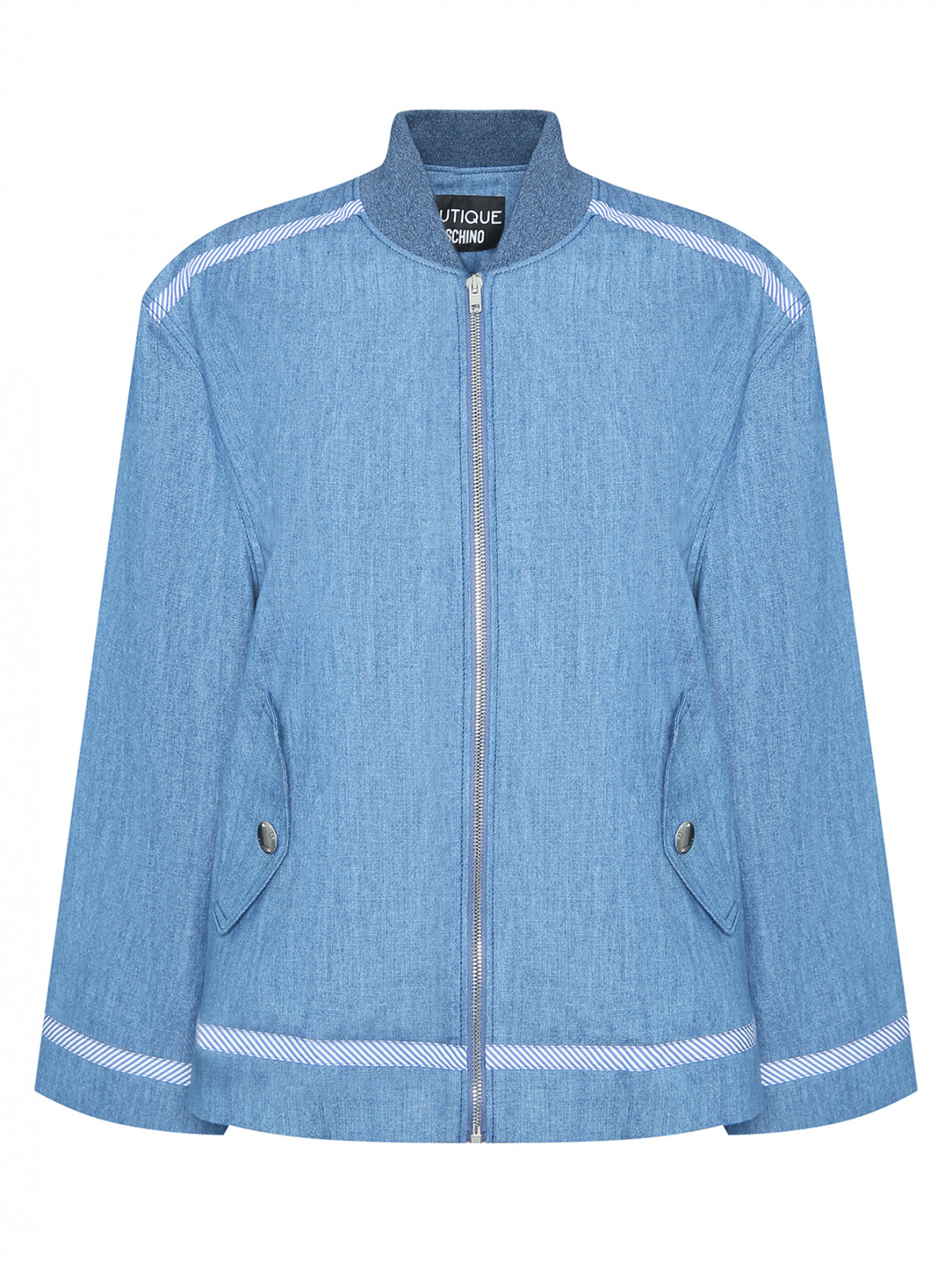 Джинсовая куртка на молнии Moschino Boutique  –  Общий вид  – Цвет:  Синий