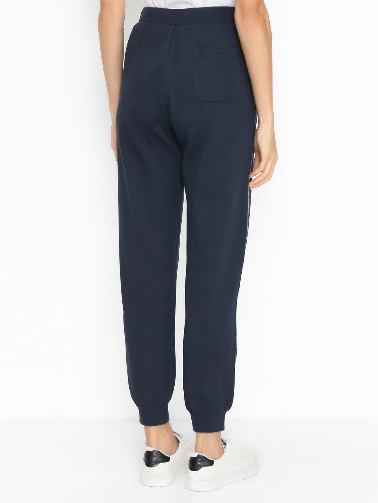 Трикотажные брюки из хлопка с поясом Max&Co  –  МодельВерхНиз1  – Цвет:  Синий