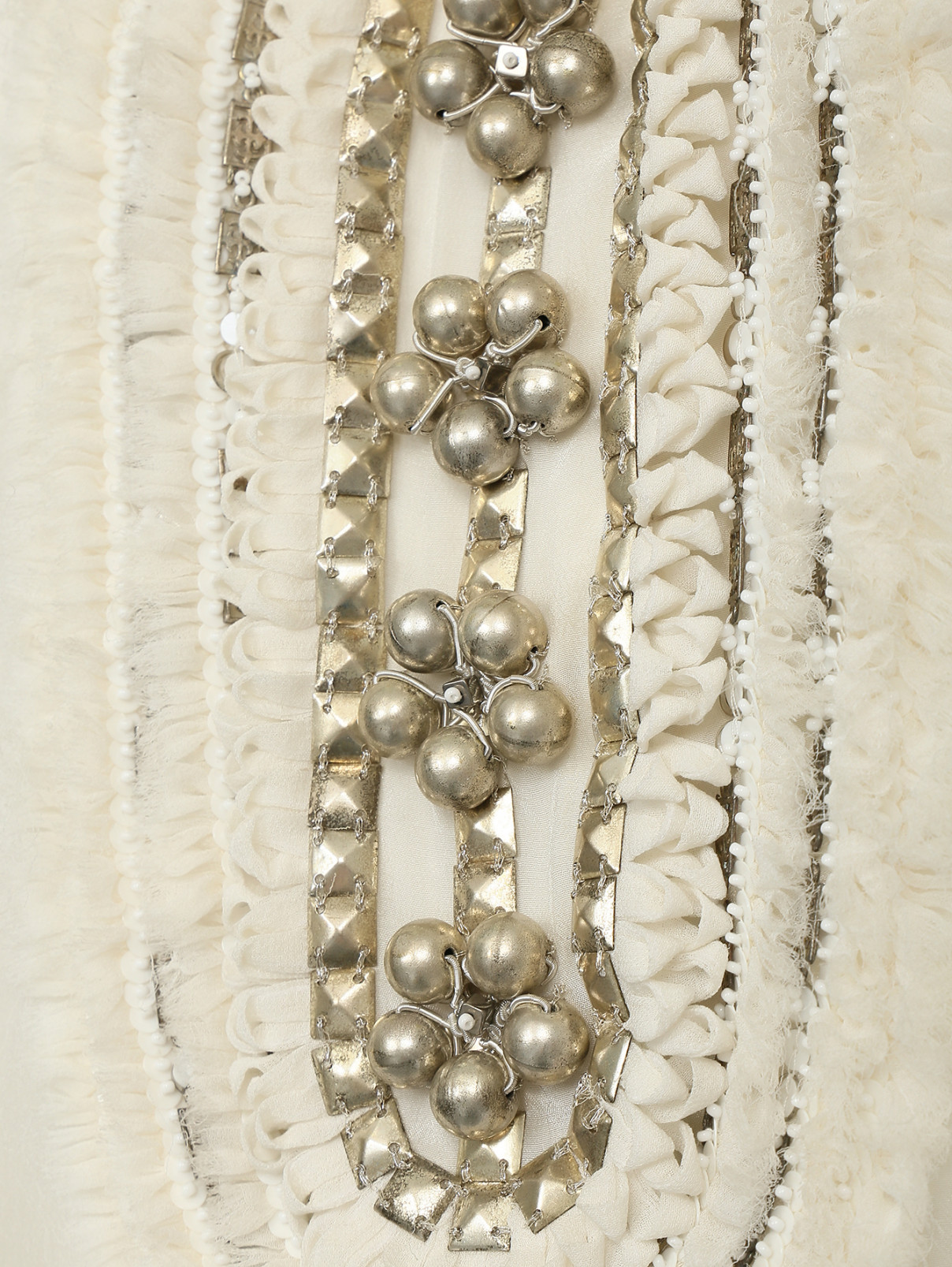 Блуза из шелка с металлической фурнитурой Maurizio Pecoraro  –  Деталь  – Цвет:  Белый