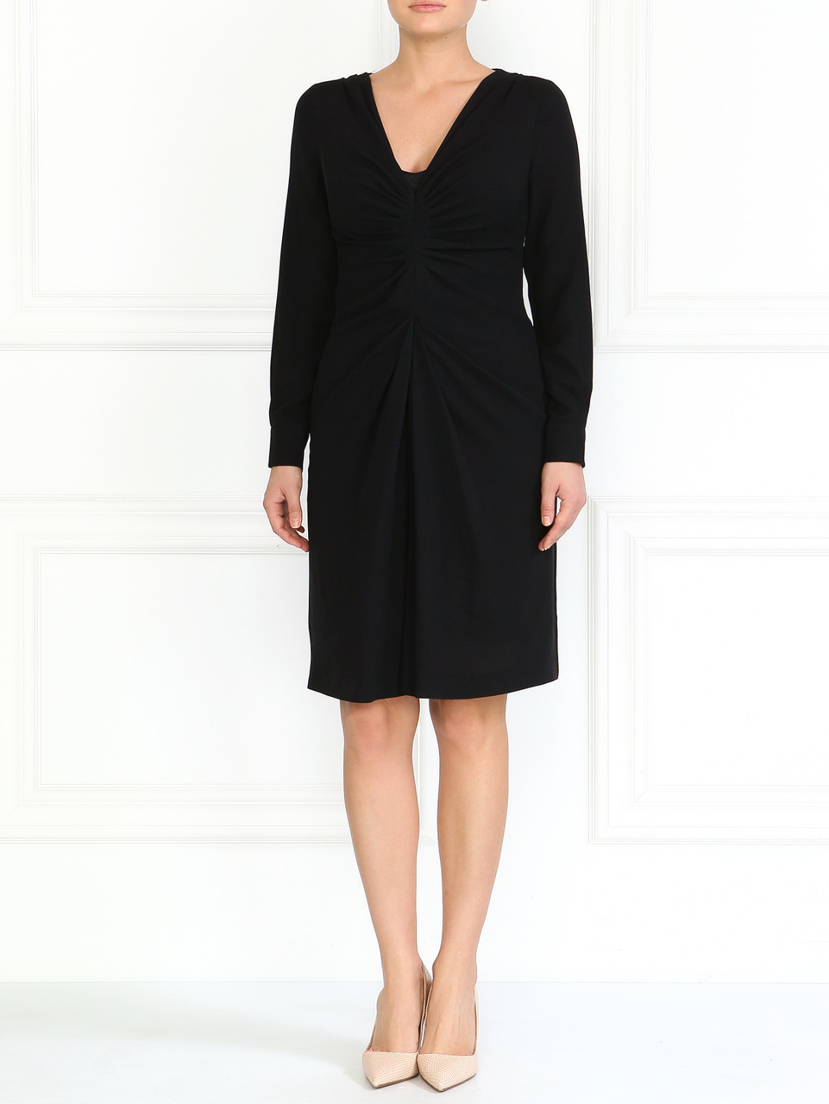 Шелковое платье Moschino  –  Модель Общий вид  – Цвет:  Черный