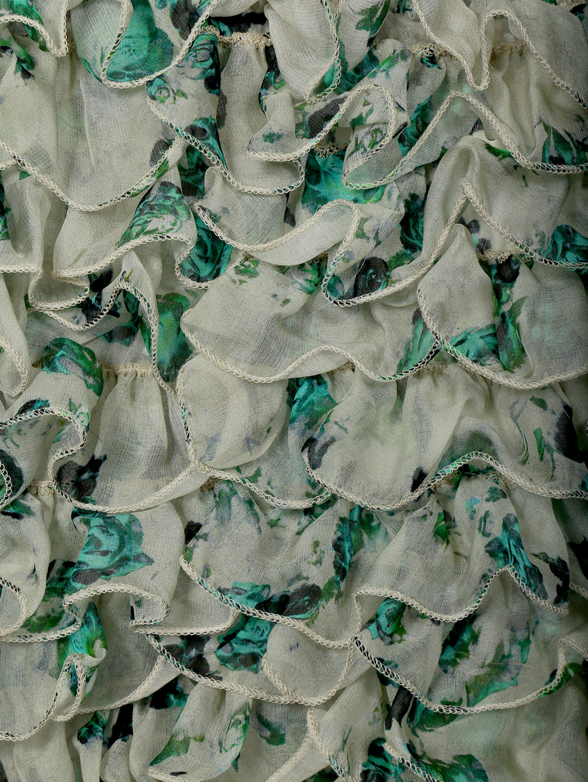 Платье-мини из шелка с цветочным узором JO NO FUI  –  Деталь1  – Цвет:  Зеленый