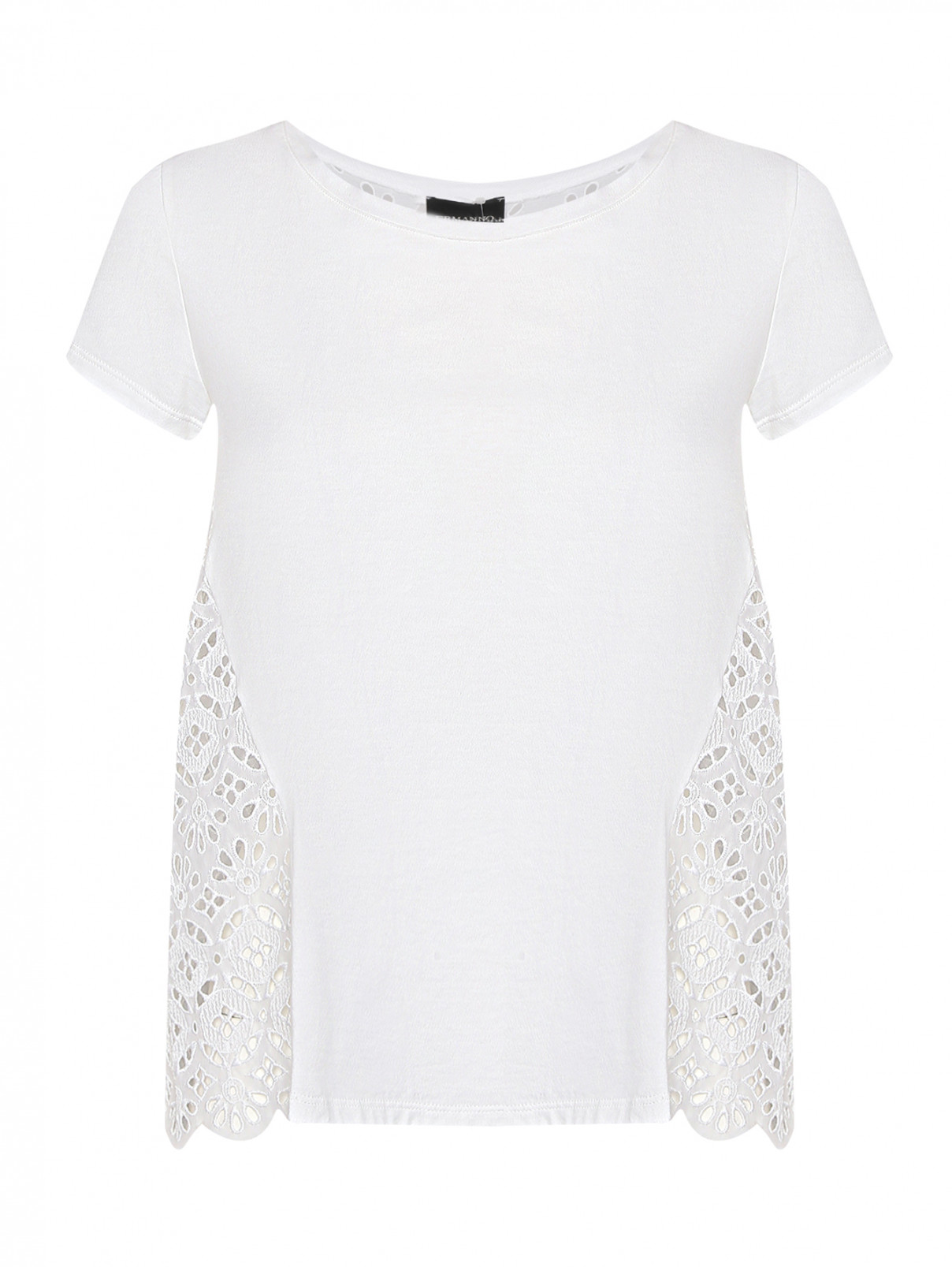 Комбинированная футболка с кружевом Ermanno Ermanno Scervino  –  Общий вид  – Цвет:  Белый