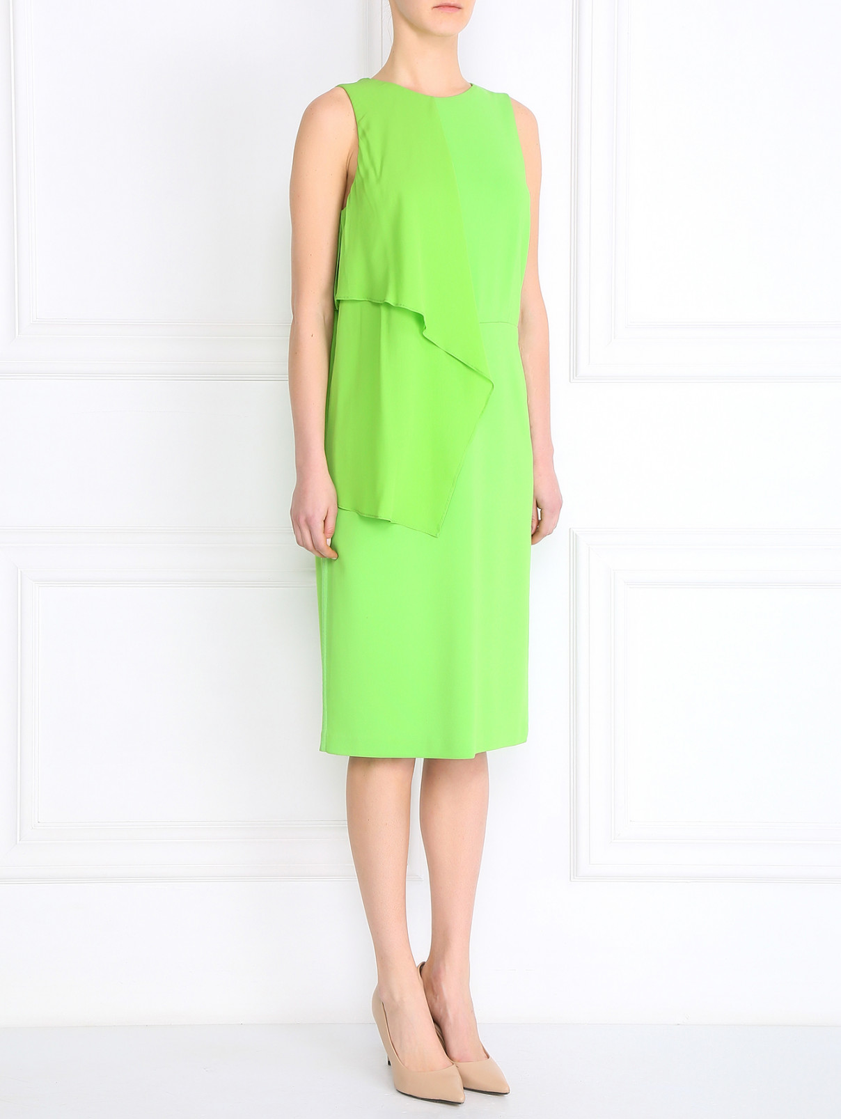 Платье-макси с драпировкой Sportmax  –  Модель Общий вид  – Цвет:  Зеленый