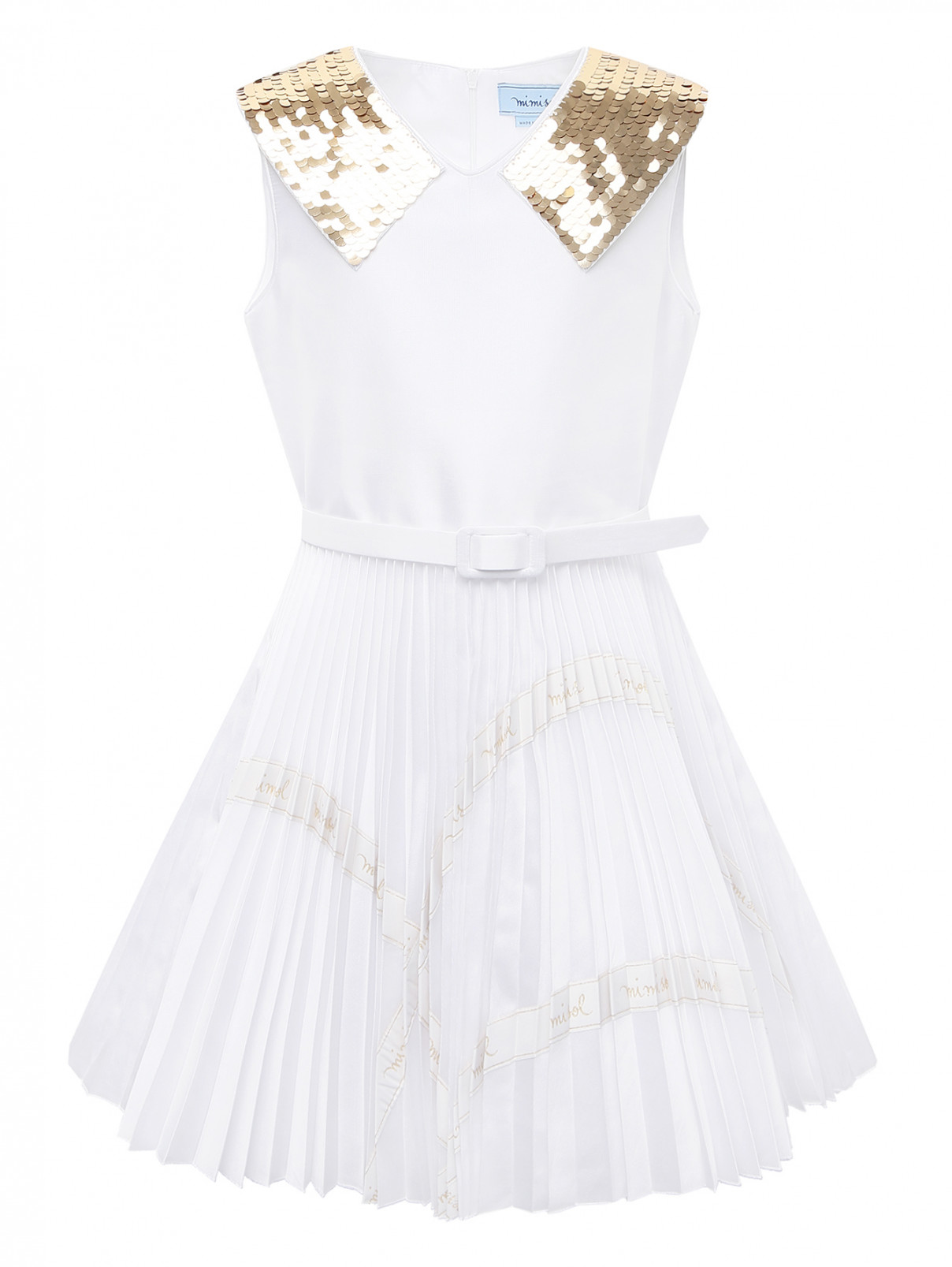 Платье  с юбкой гофре MiMiSol  –  Общий вид  – Цвет:  Белый