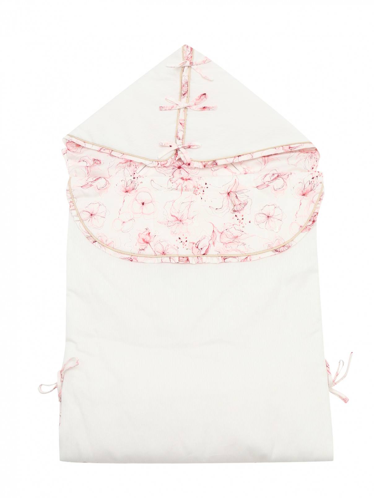Конверт-одеяло из хлопка с контрастной отделкой Baby Dior  –  Общий вид  – Цвет:  Белый