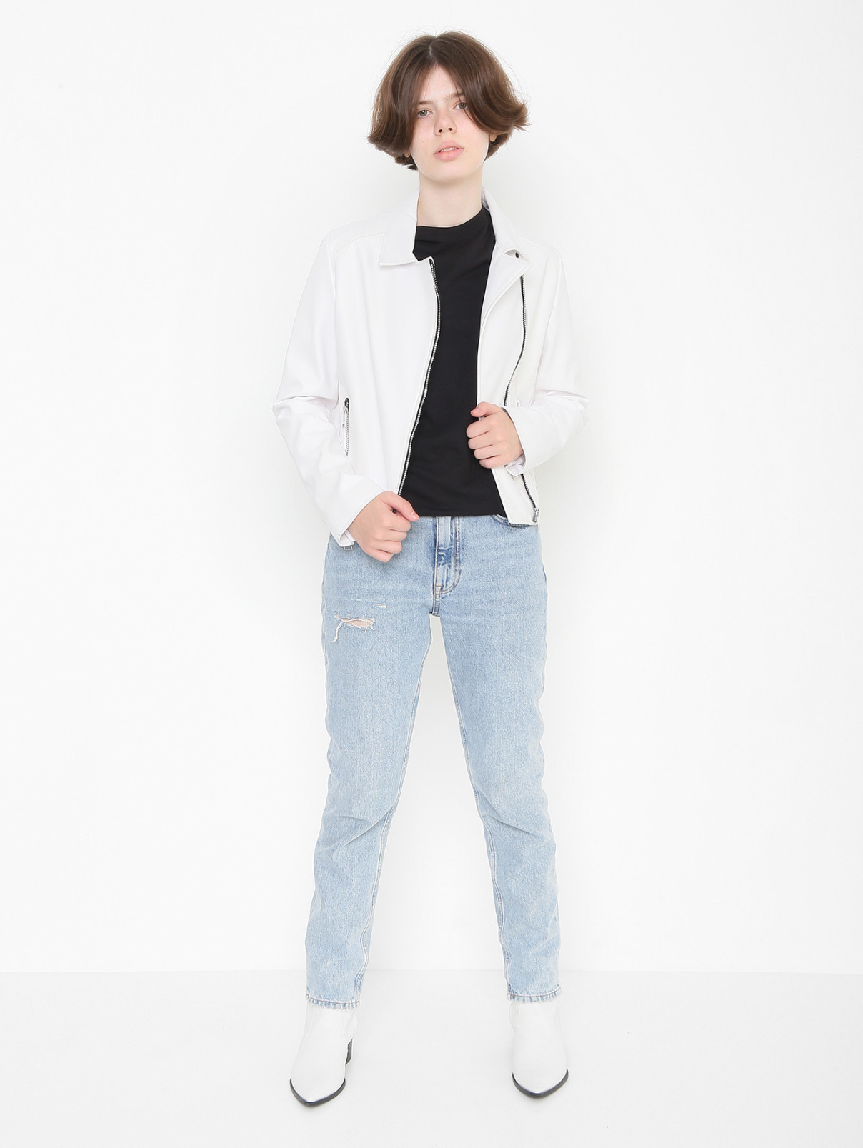 Куртка из экокожи с принтом Karl Lagerfeld  –  МодельОбщийВид  – Цвет:  Белый