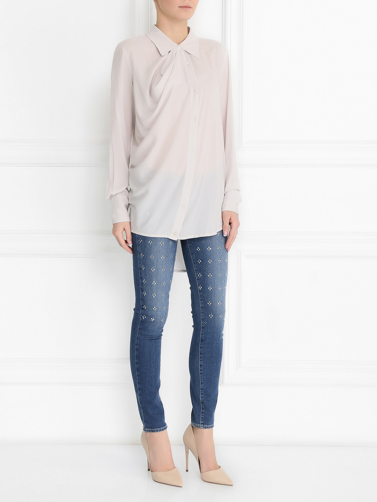 Блуза с асимметричным кроем Donna Karan  –  Модель Общий вид  – Цвет:  Розовый