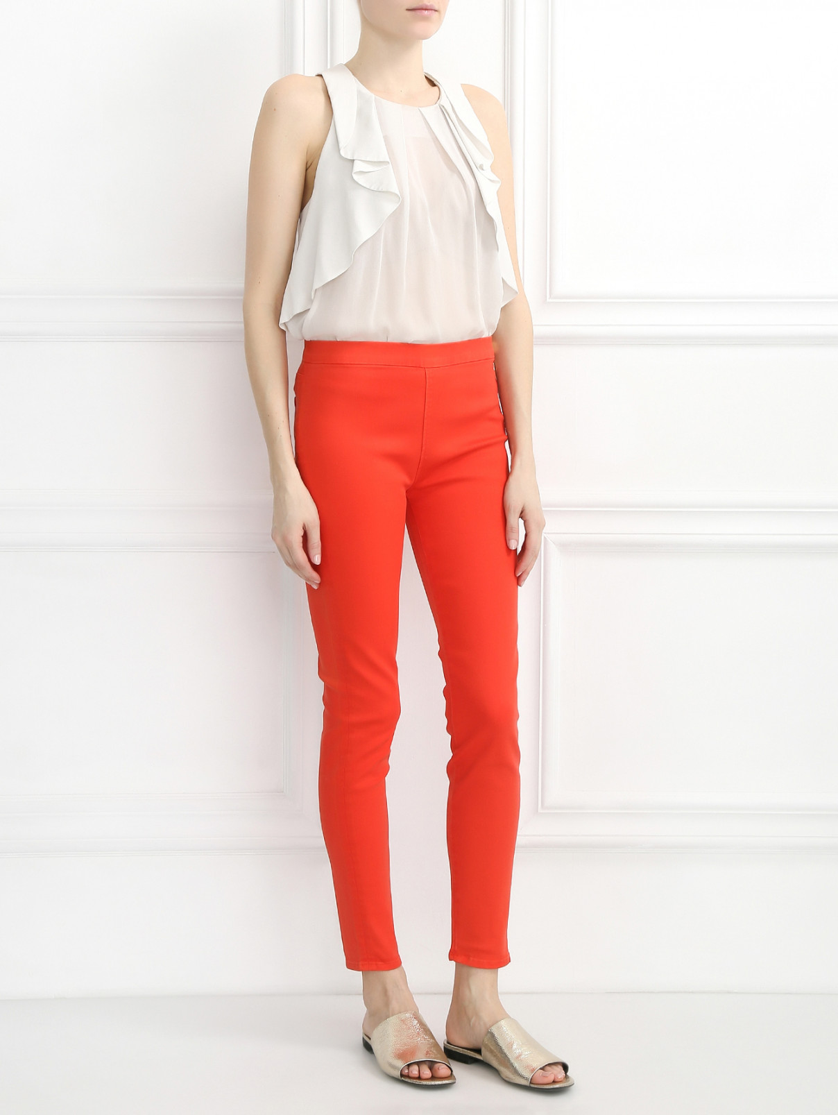 Узкие джинсы из смешанного хлопка 7 For All Mankind  –  Модель Общий вид  – Цвет:  Оранжевый