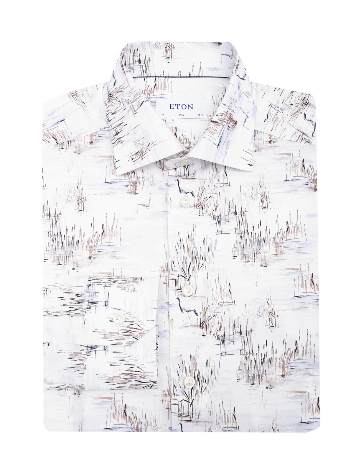 Рубашка из хлопка с узором Eton  –  Общий вид  – Цвет:  Белый
