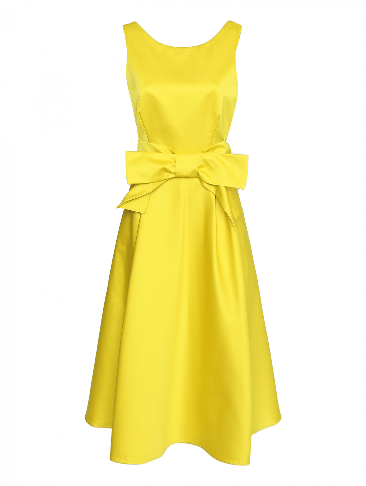 Атласное платье с поясом P.A.R.O.S.H.  –  Общий вид  – Цвет:  Желтый
