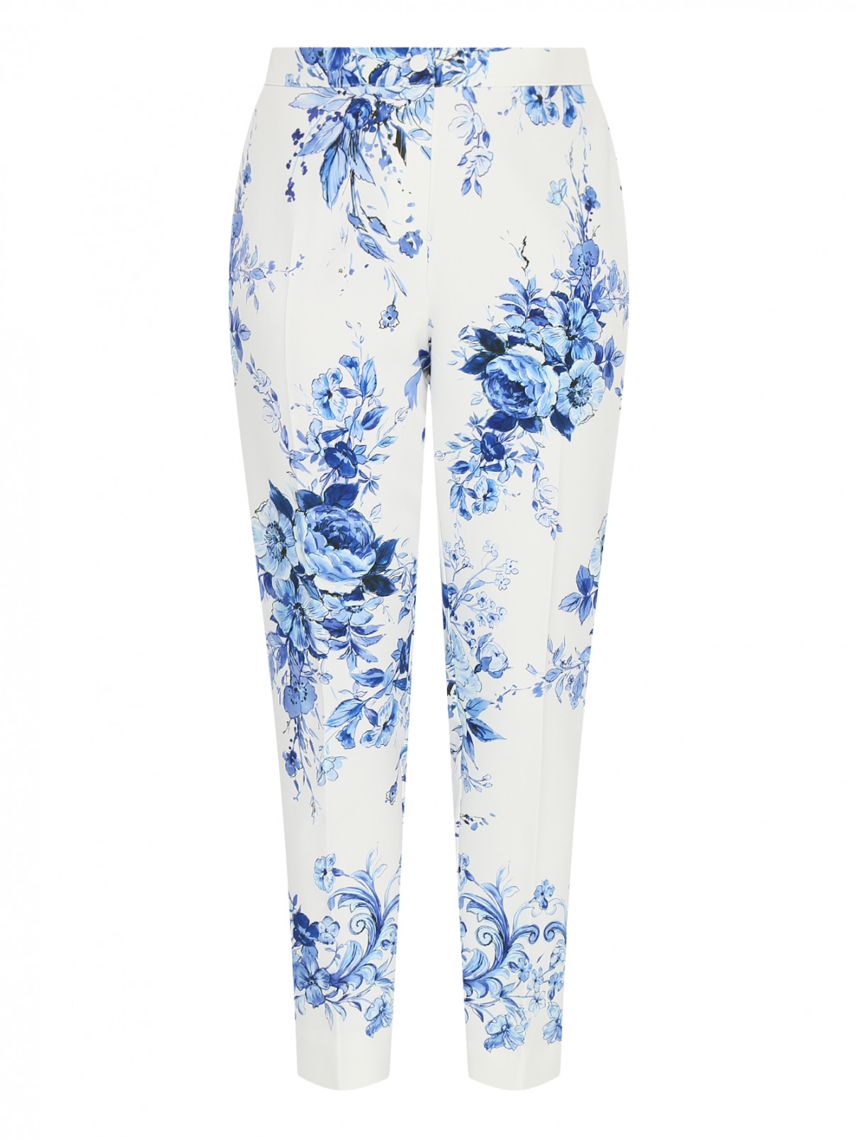 Укороченные брюки с цветочным узором Marina Rinaldi  –  Общий вид  – Цвет:  Белый
