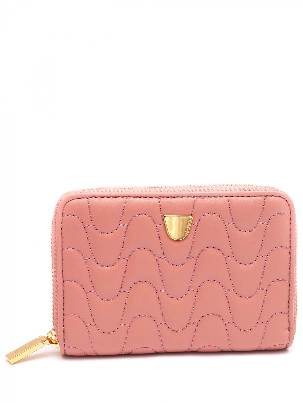 Стеганый кошелек на молнии Coccinelle  –  Общий вид  – Цвет:  Розовый