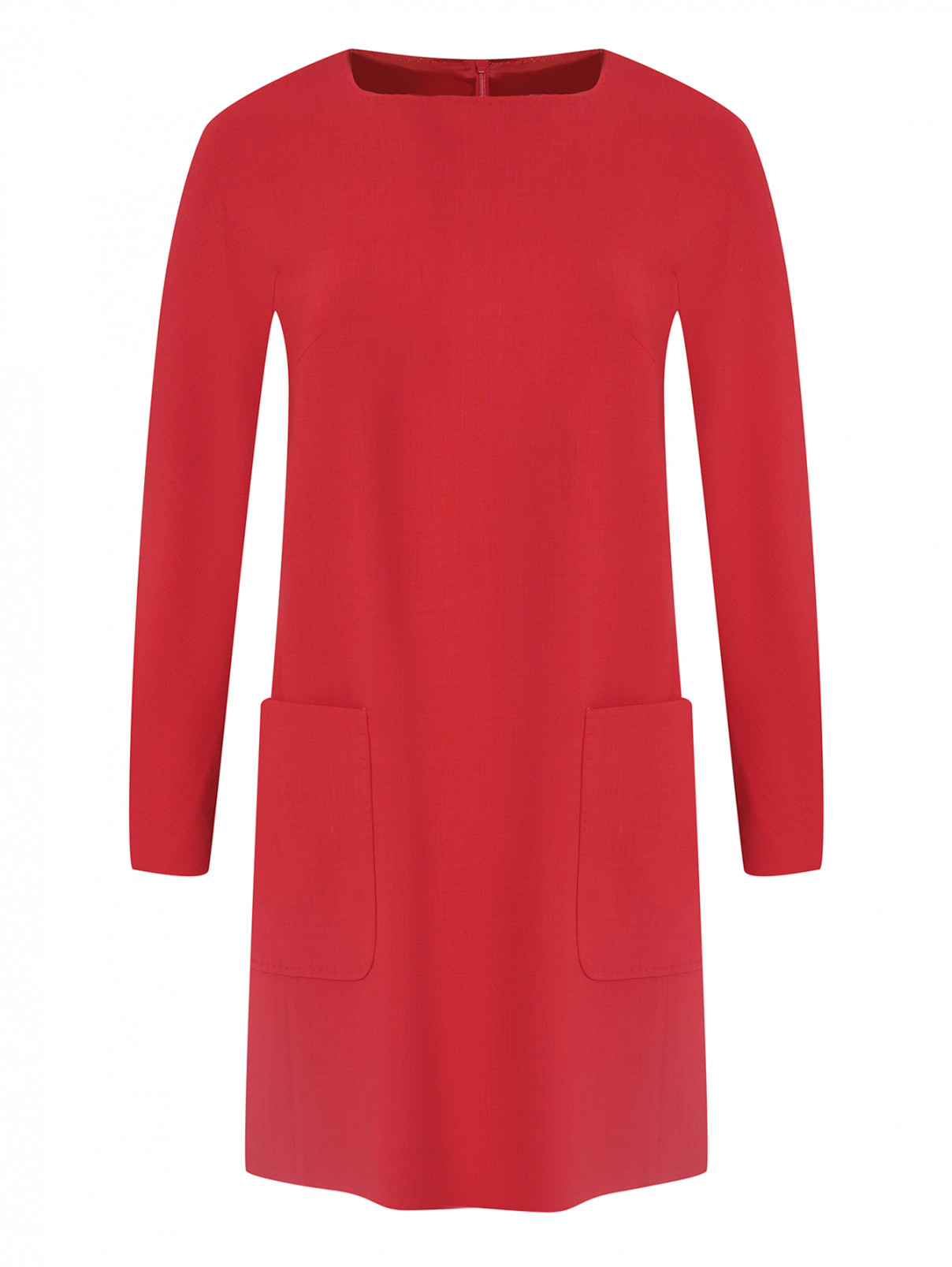 Платье из смешанной шерсти с карманами Max Mara  –  Общий вид  – Цвет:  Красный