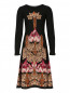 Трикотажное платье-миди из шерсти с узором Alberta Ferretti  –  Общий вид