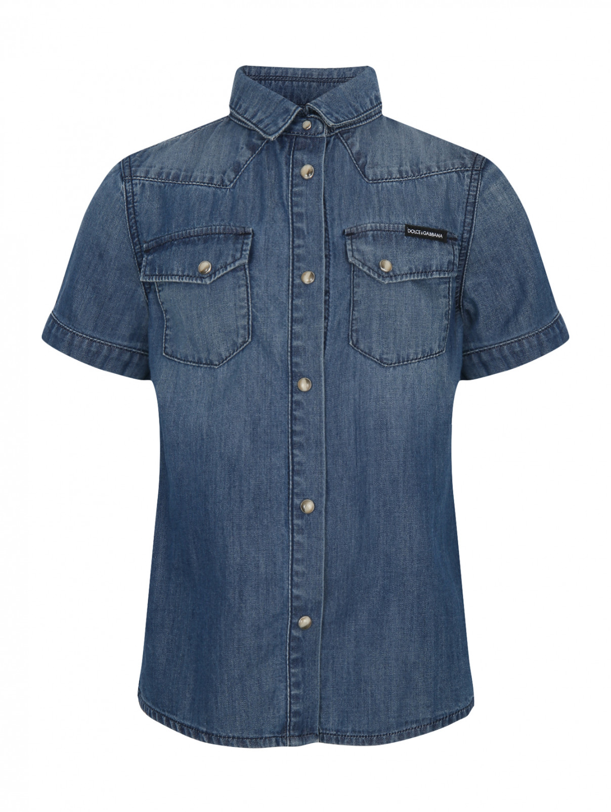 Рубашка из джинсовой ткани Dolce & Gabbana  –  Общий вид  – Цвет:  Синий