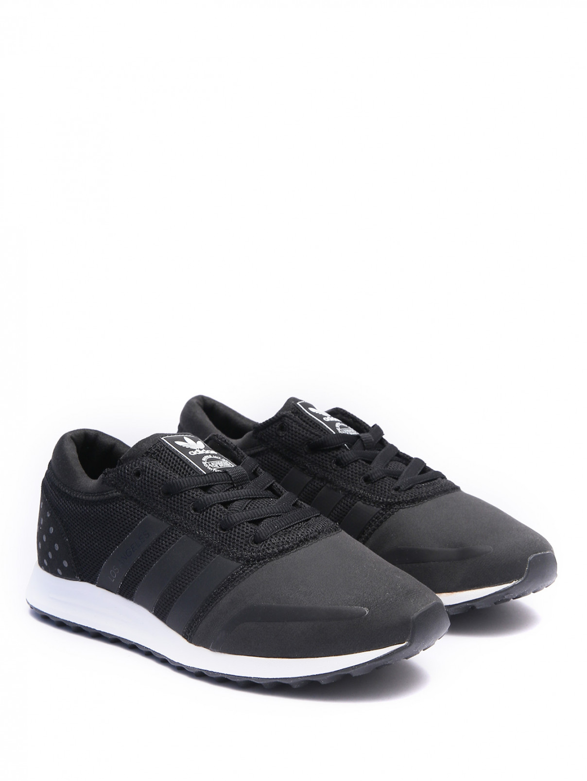 Кроссовки из текстиля на контрастной подошве Adidas Originals  –  Общий вид  – Цвет:  Черный