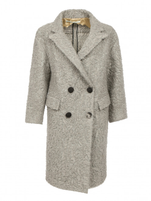 Двубортное пальто из мохера - Общий вид