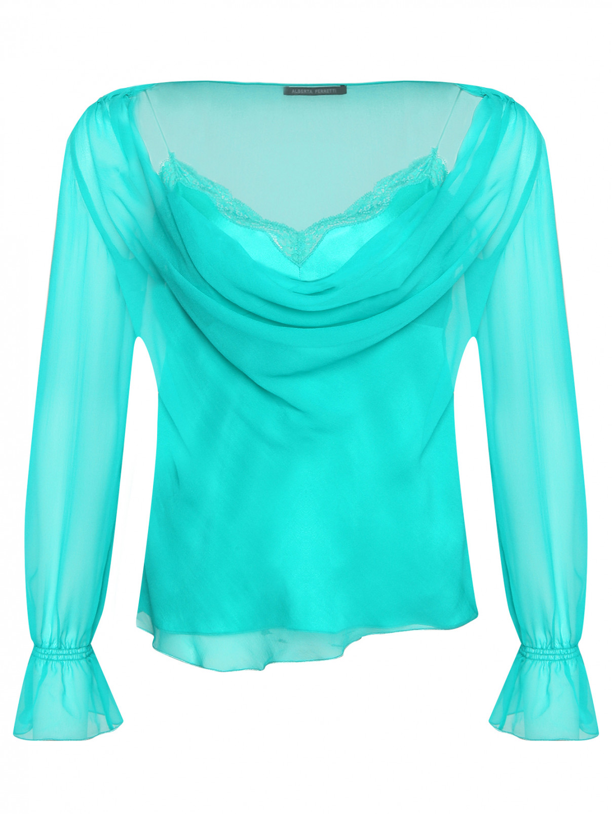 Блуза из шелка с топом Alberta Ferretti  –  Общий вид  – Цвет:  Зеленый