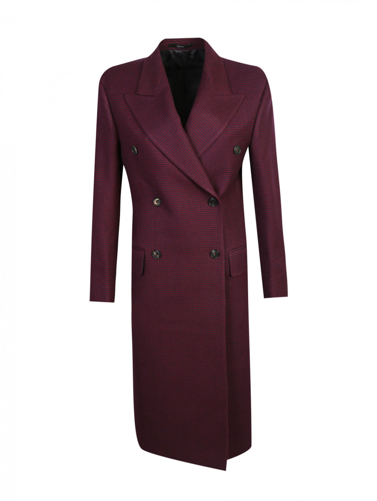 Двубортное пальто из шерсти с узором клетка Paul Smith  –  Общий вид  – Цвет:  Красный